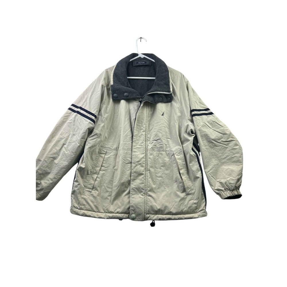 Vintage 90s Nautica Mens Jacket L Navy Cream Sherpa Lined Full Zip